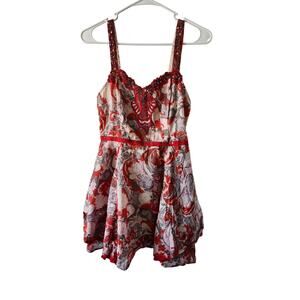 Free People Size 4 Embroidered Beaded Sequin Floral Mini Dress Boho Orange